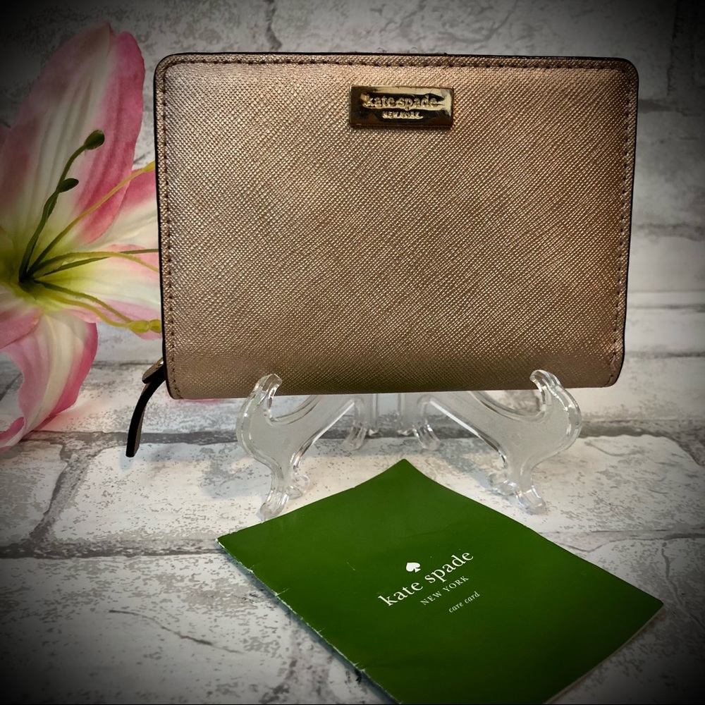 kate spade Metallic Rose Gold Zip-Around Wallet